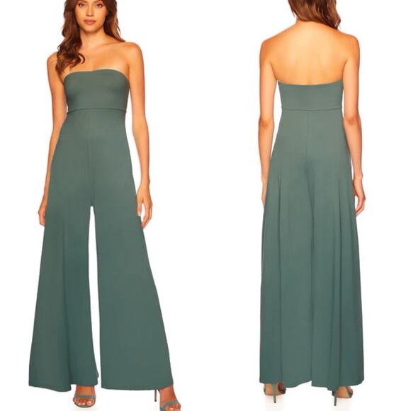 Susana Monaco Pants - Susana Monaco Flared Tube Jumpsuit XS Rosemary Stretch Minimalist Old Money